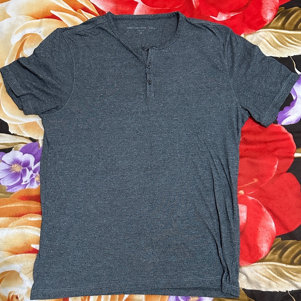 John Varvatos Charcoal Short Sleeve Henley